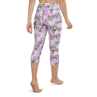 Painted Floral Printed Capri Leggings