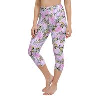 Painted Floral Printed Capri Leggings